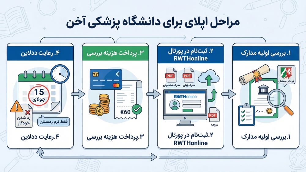 چهار مرحله اپلای در دانشگاه پزشکی آخن آلمان